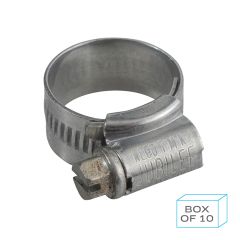 JC1622 Jubilee Hose Clip Size 0 (16-22mm) Mild Steel Zinc Plated (Supplied in Box of 10)