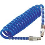 HA5221 Polyurethane Coiled Hose Assembly Blue 10m of 10mm i/d Hose Male Thread R 3/8 Swivel Ends